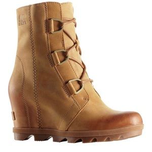 Sorel Joan of Arctic Wedge ll Waterproof Leather Boots - Camel Brown - Size 9.5